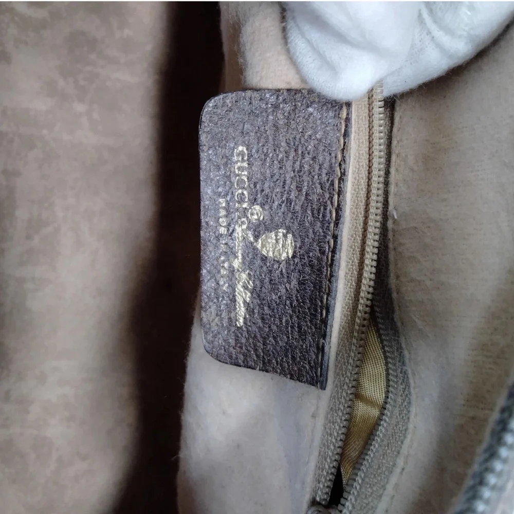 Gucci Brown and Beige GG Canvas Satchel with Green-Red Accent